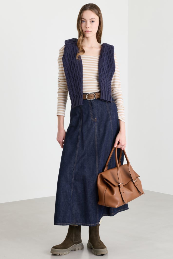 Panelled flared skirt - BLUE - Intrend
