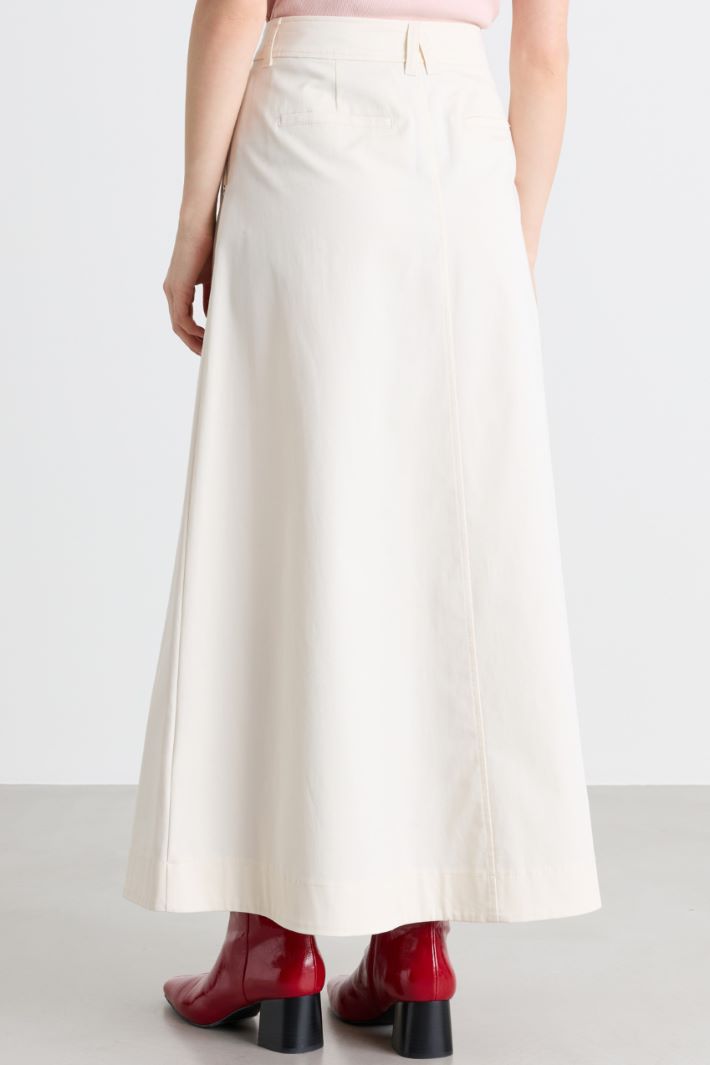 Long gabardine skirt - WHITE - Intrend - 4