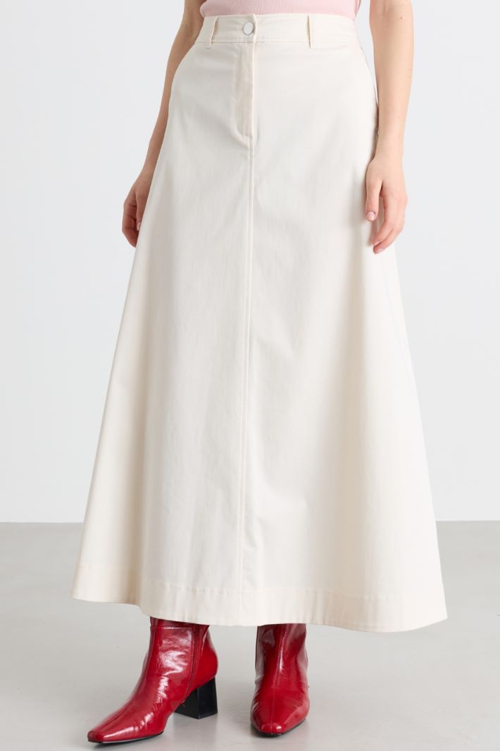 Long gabardine skirt - WHITE - Intrend - 2