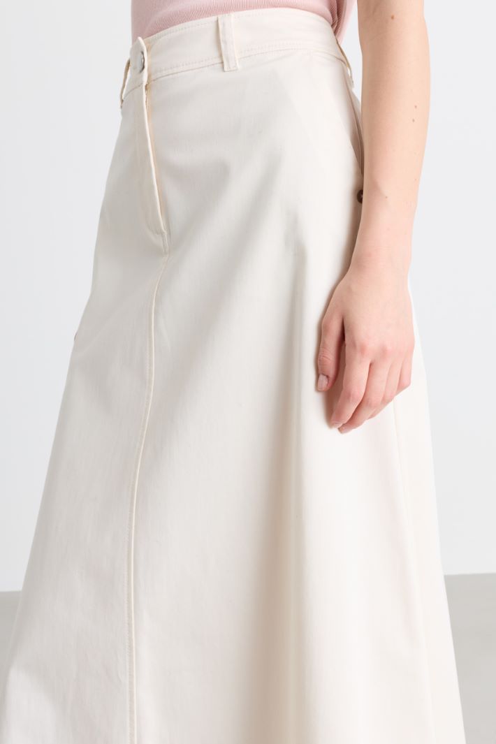 Long gabardine skirt - WHITE - Intrend - 3