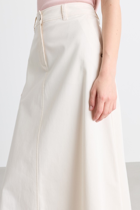 Gonna lunga in gabardina di cotone