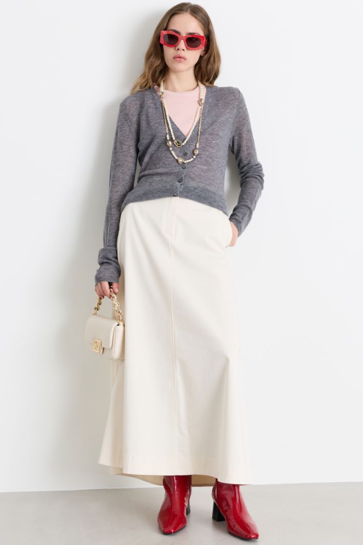 Long gabardine skirt - WHITE - Intrend