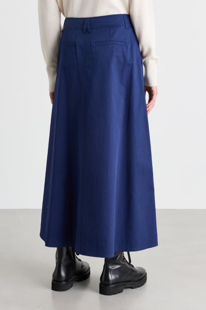Long gabardine skirt - BLUE - Intrend - 4