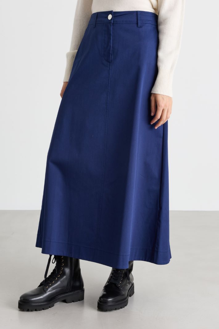 Long gabardine skirt - BLUE - Intrend - 2