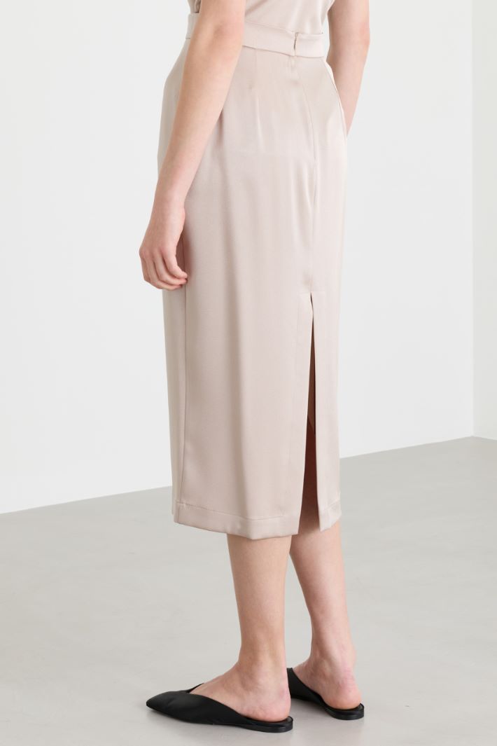 Satin skirt - BEIGE - Intrend - 4