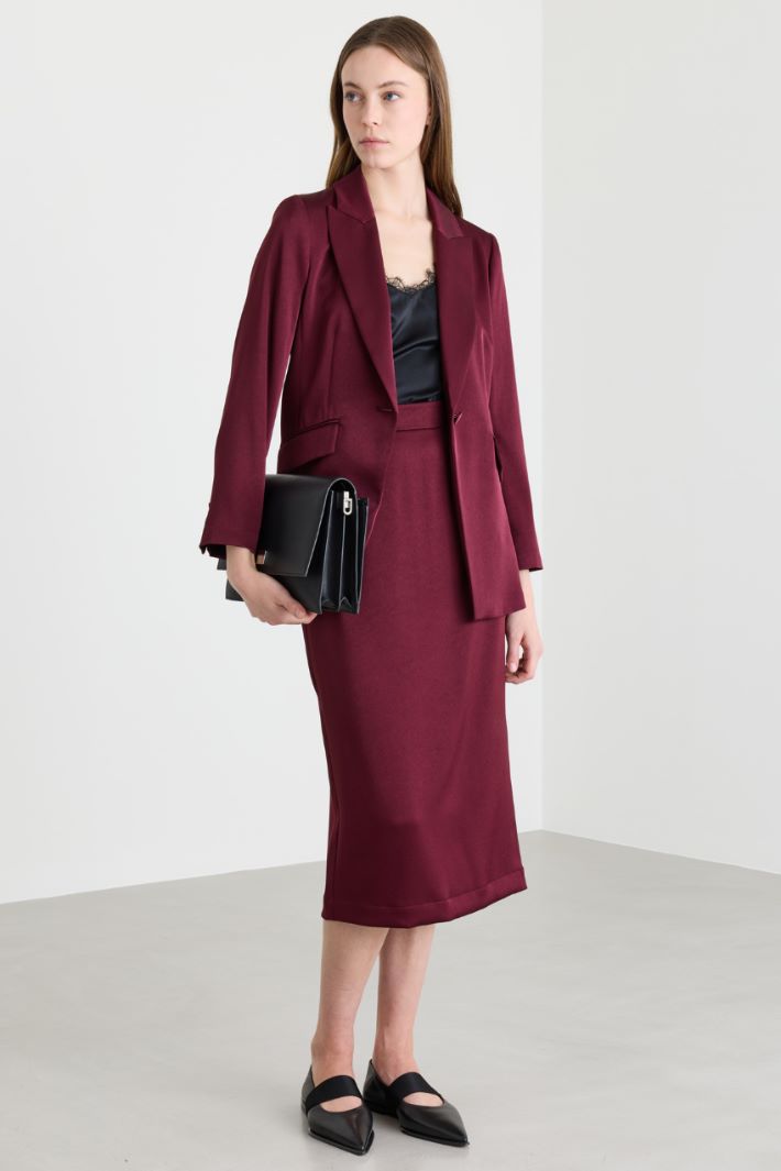 Satin skirt - BORDEAUX - Intrend