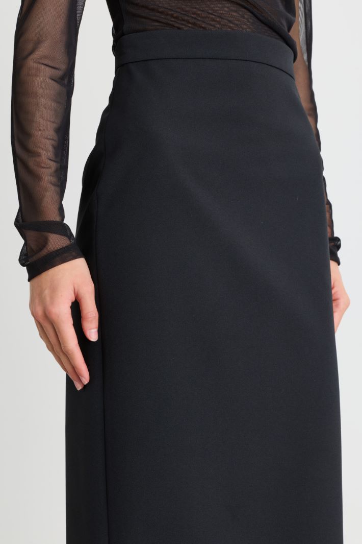 Pencil Skirt with Slit - BLACK - Intrend - 3