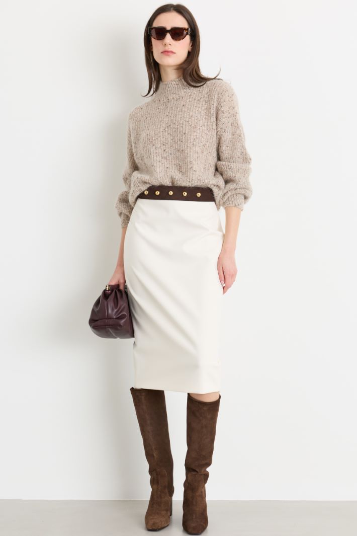 Pencil Skirt with Slit - WHITE - Intrend