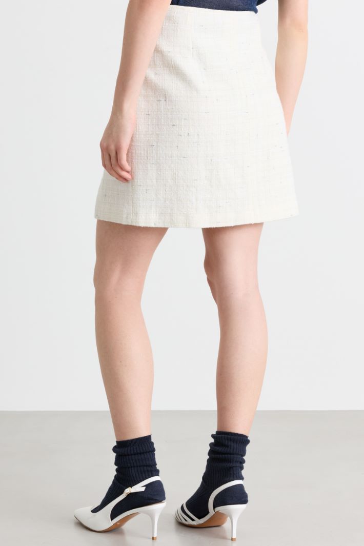lurex basketweave mini skirt - WHITE - Intrend - 4