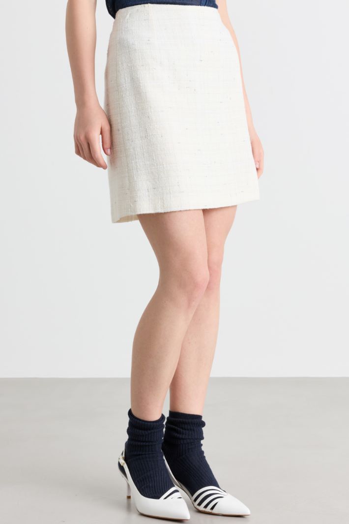 lurex basketweave mini skirt - WHITE - Intrend - 2