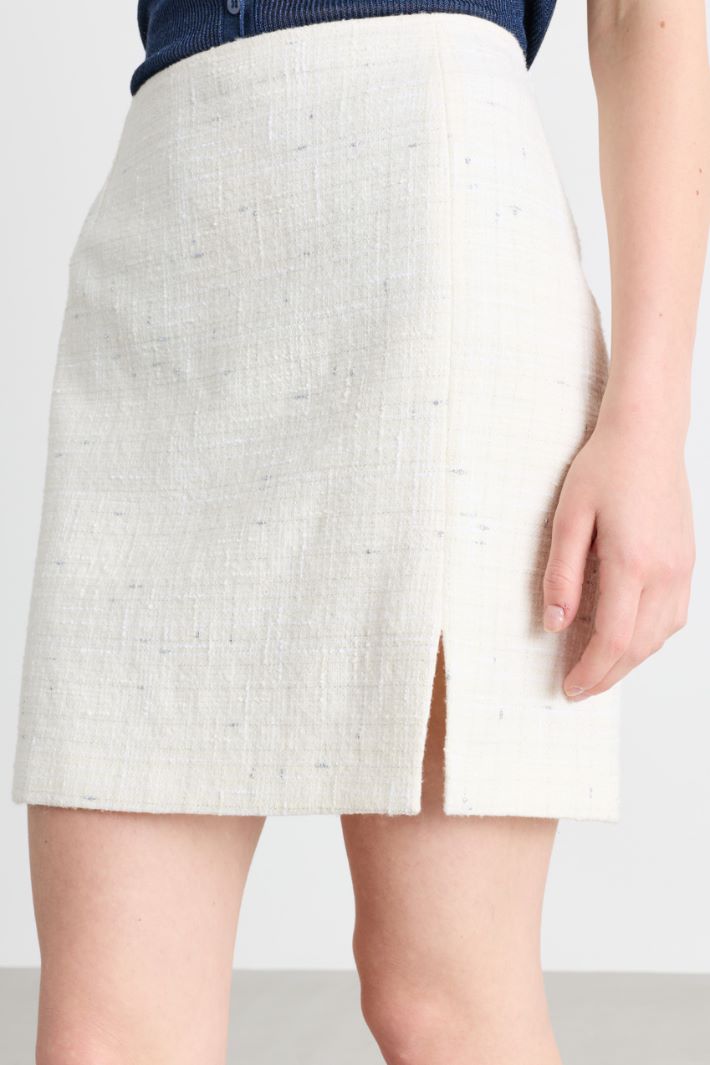 lurex basketweave mini skirt - WHITE - Intrend - 3