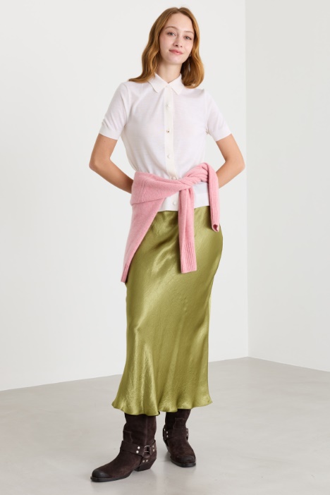 Flowing satin midi skirt - Intrend
