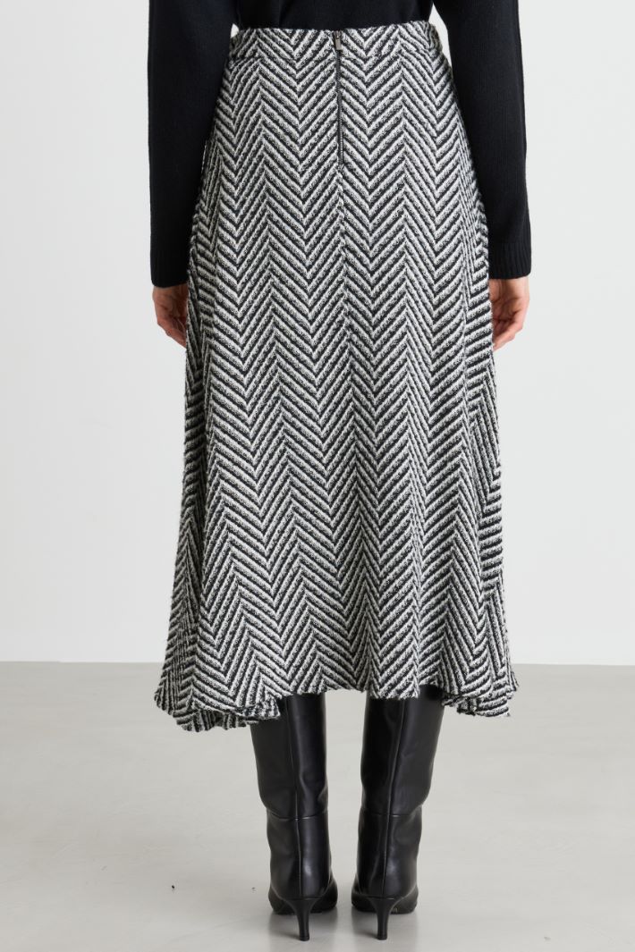 Chevron basketweave midi skirt - WHITE BLACK - Intrend - 4