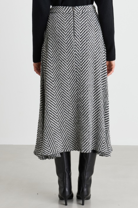 Gonna midi in stuoia chevron