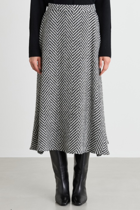 Gonna midi in stuoia chevron