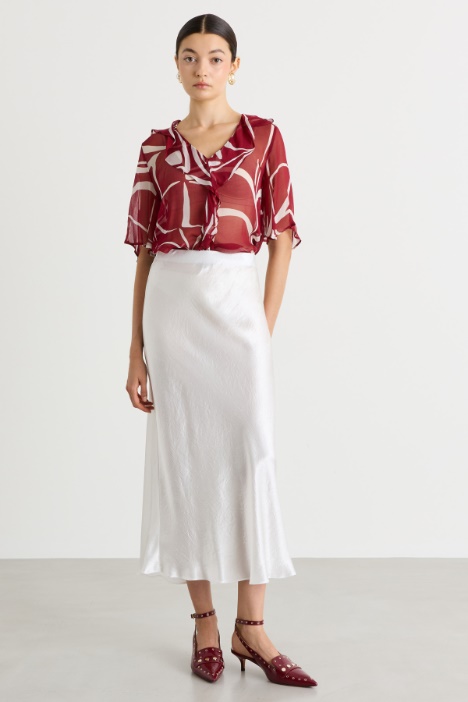 Flowing crinkled satin skirt - Intrend