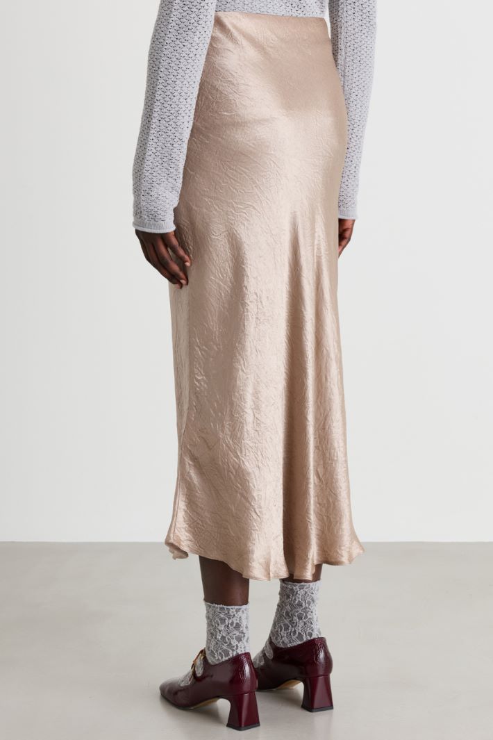 Gonna fluida in raso crinckle - BEIGE - Intrend - 4