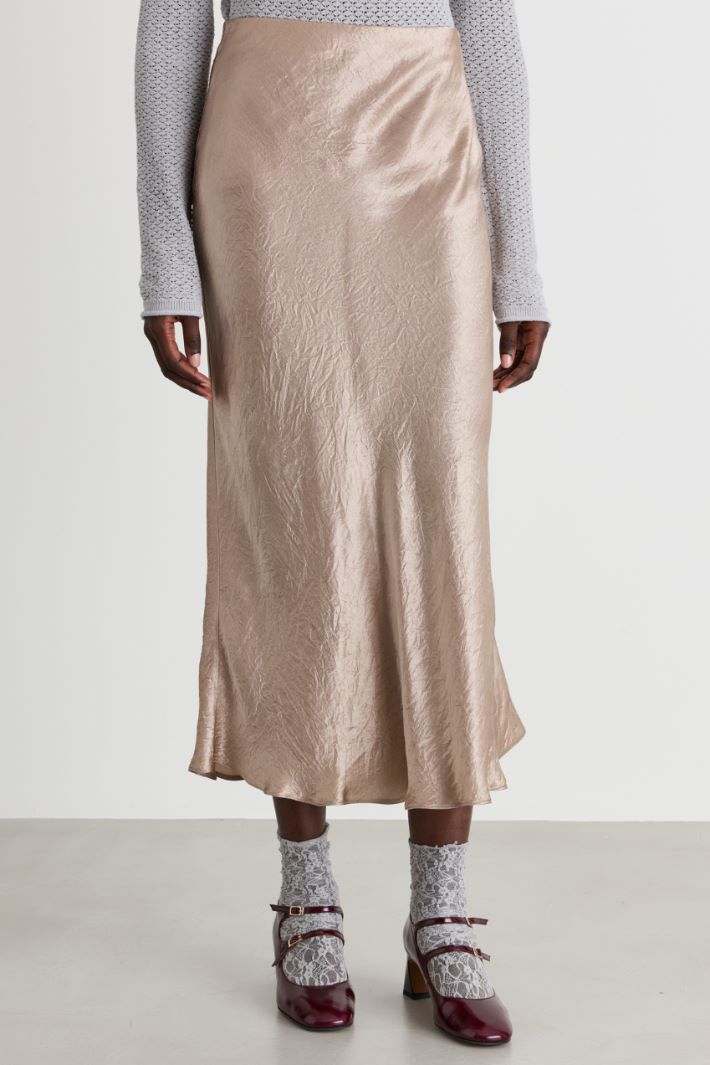 Gonna fluida in raso crinckle - BEIGE - Intrend - 2