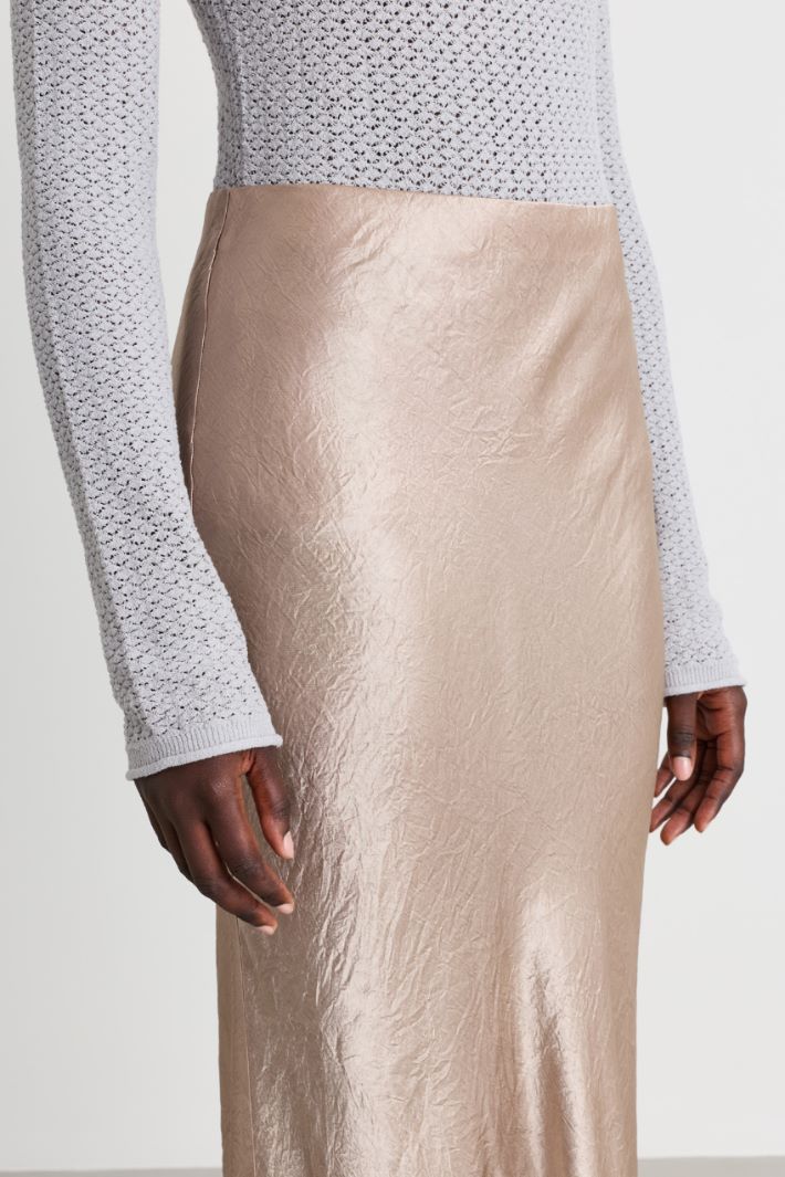 Gonna fluida in raso crinckle - BEIGE - Intrend - 3