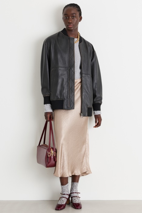 Flowing crinkled satin skirt - Intrend