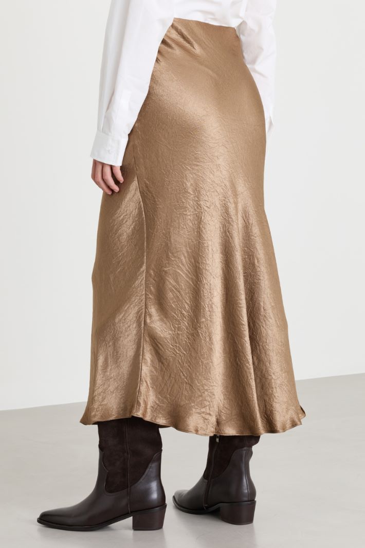 Gonna fluida in raso crinckle - CAMMELLO - Intrend - 4