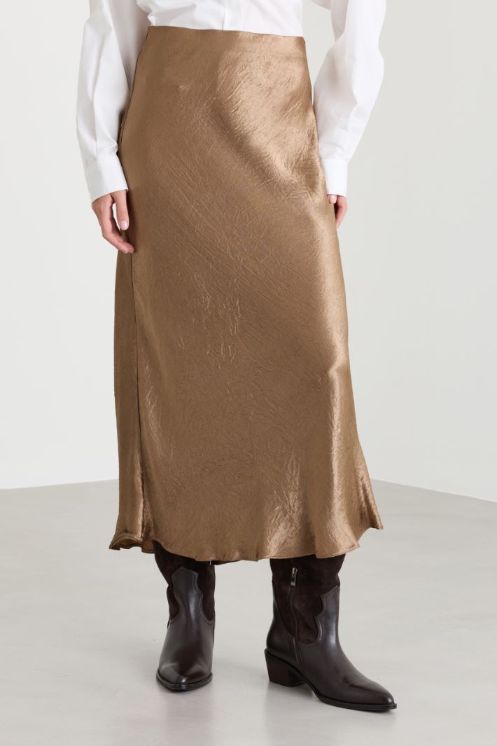 Gonna fluida in raso crinckle - CAMMELLO - Intrend - 2