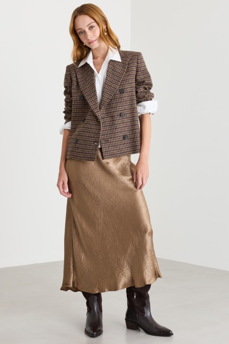 Flowing crinkled satin skirt - Intrend
