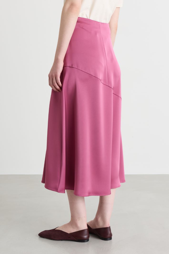 Satin midi skirt - PINK - Intrend - 4