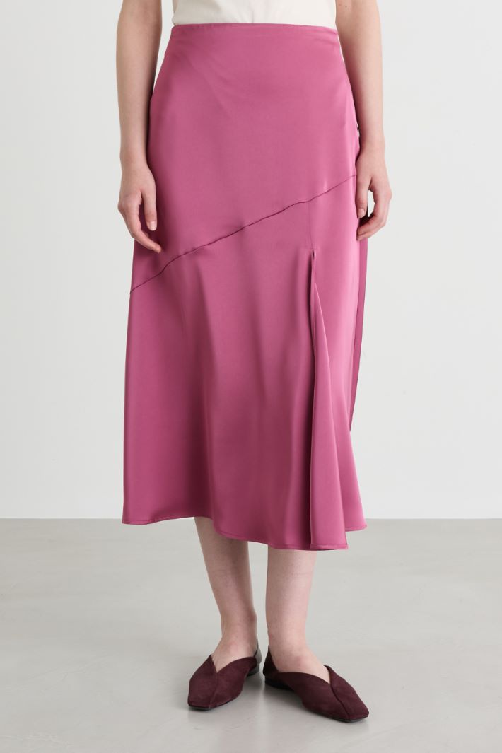 Satin midi skirt - PINK - Intrend - 2