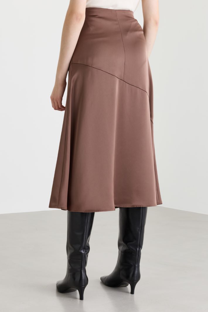 Satin midi skirt - BROWN - Intrend - 4