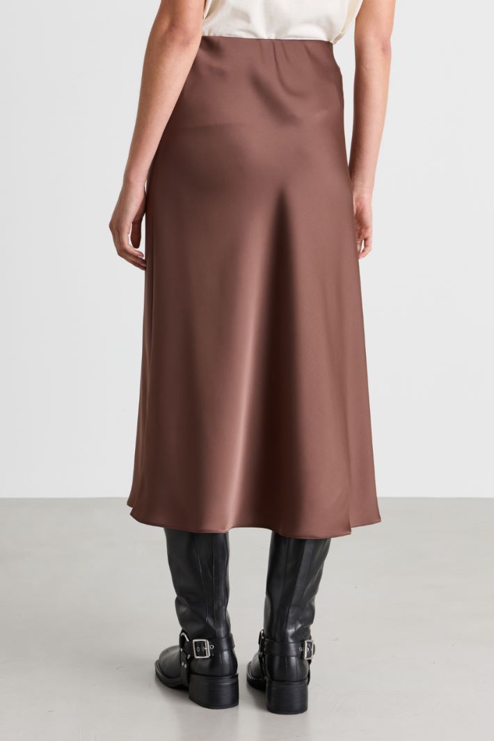 Satin midi skirt - BROWN - Intrend - 4