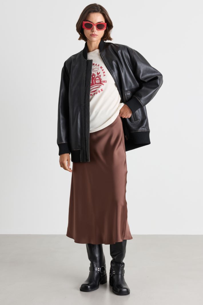 Satin midi skirt - BROWN - Intrend