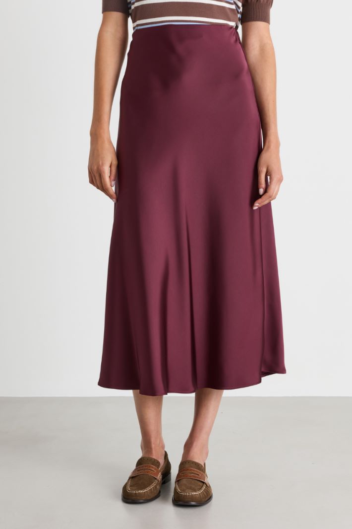 Satin midi skirt - BORDEAUX - Intrend - 2