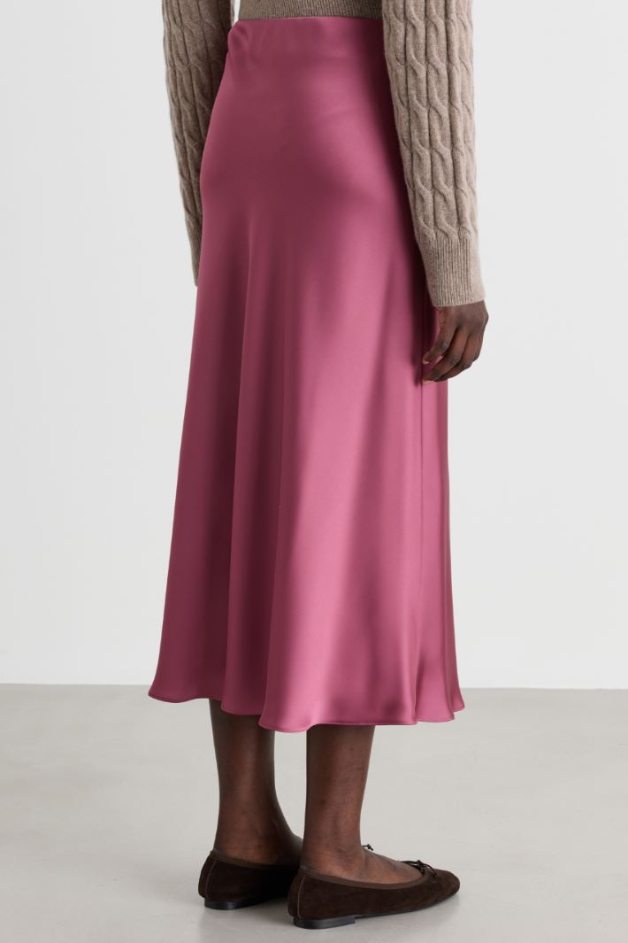 Satin midi skirt - PINK - Intrend - 4