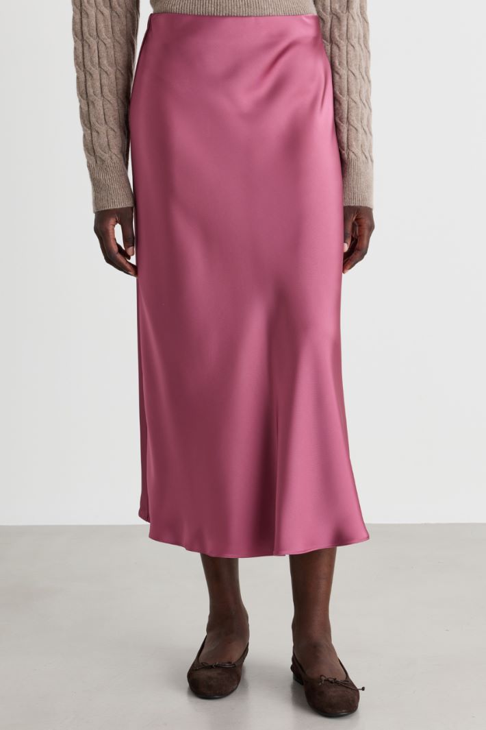 Satin midi skirt - PINK - Intrend - 2