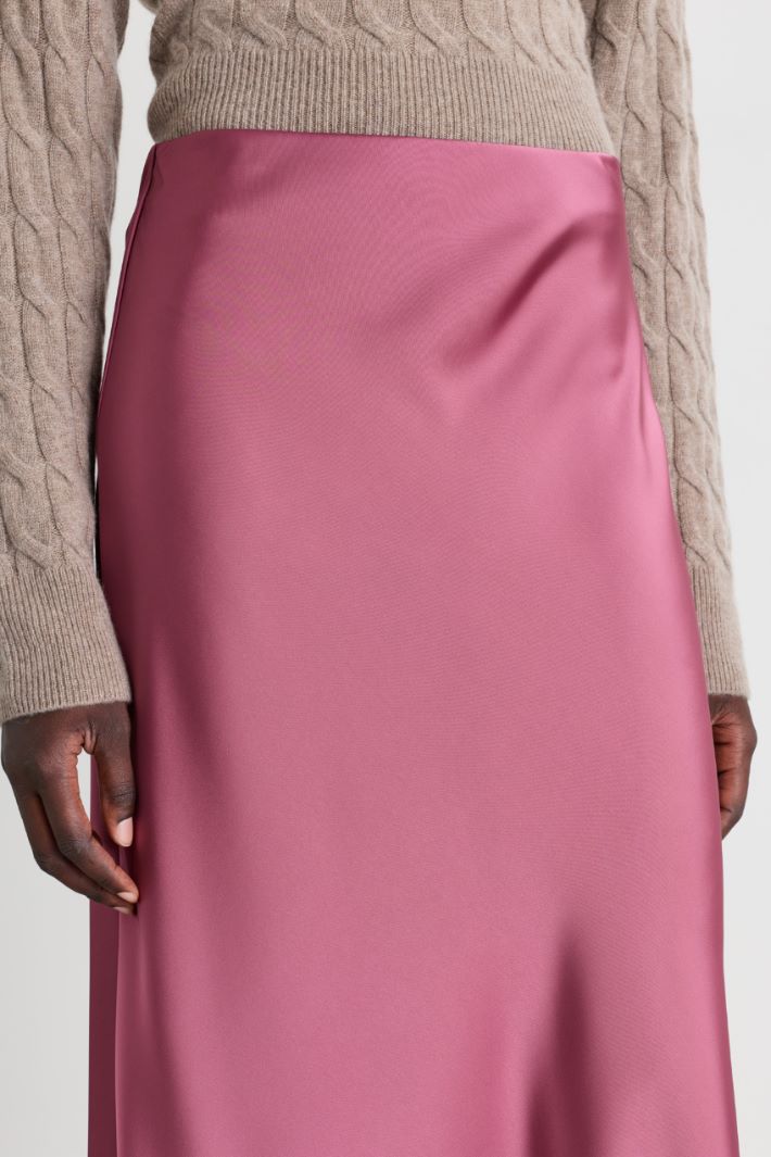 Satin midi skirt - PINK - Intrend - 3