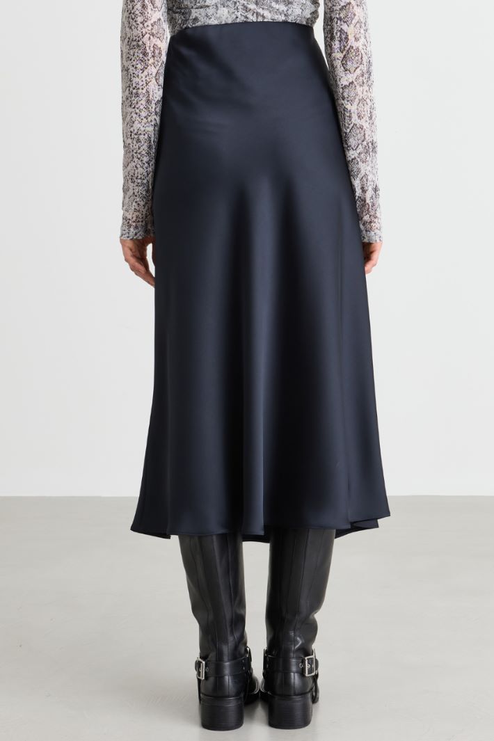Satin midi skirt - BLUE - Intrend - 4
