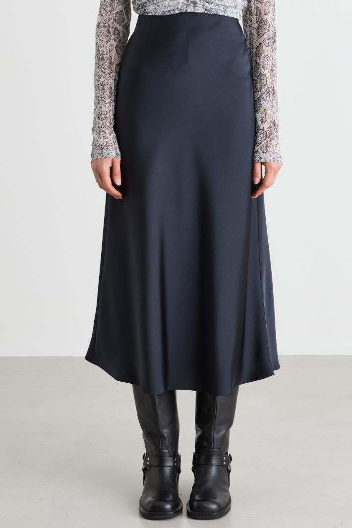 Satin midi skirt - BLUE - Intrend - 2