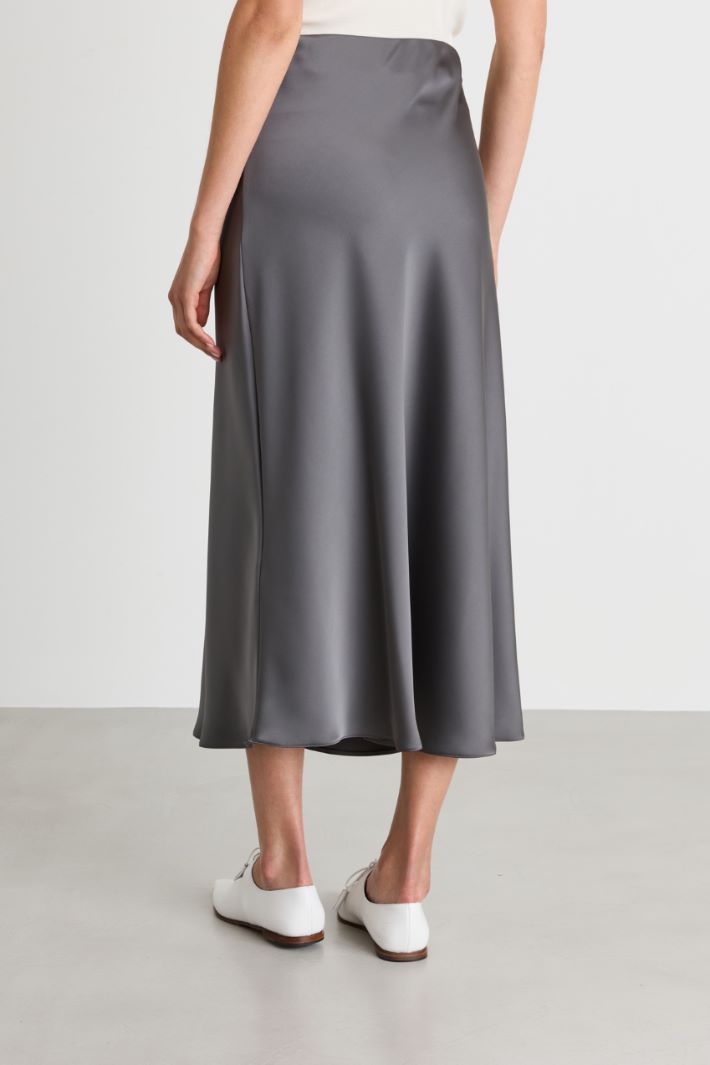 Satin midi skirt - GREY - Intrend - 4