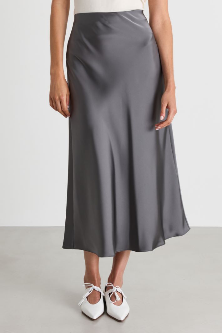 Satin midi skirt - GREY - Intrend - 2