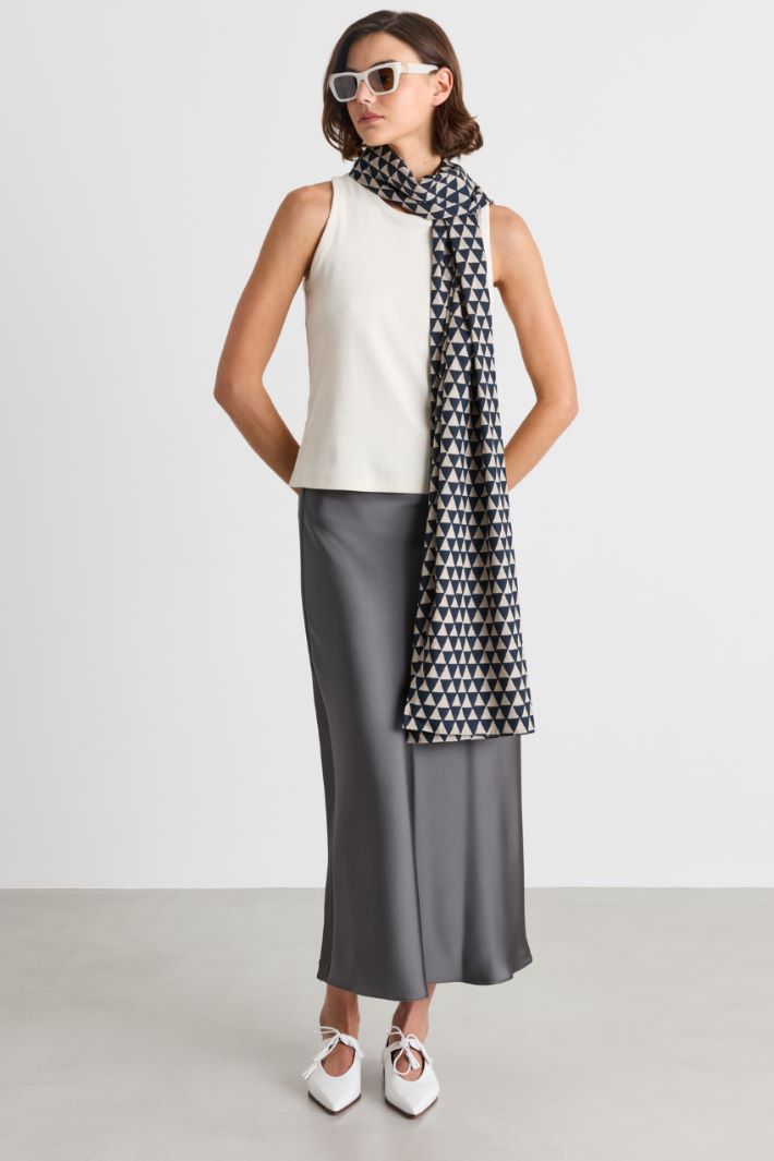 Satin midi skirt - GREY - Intrend