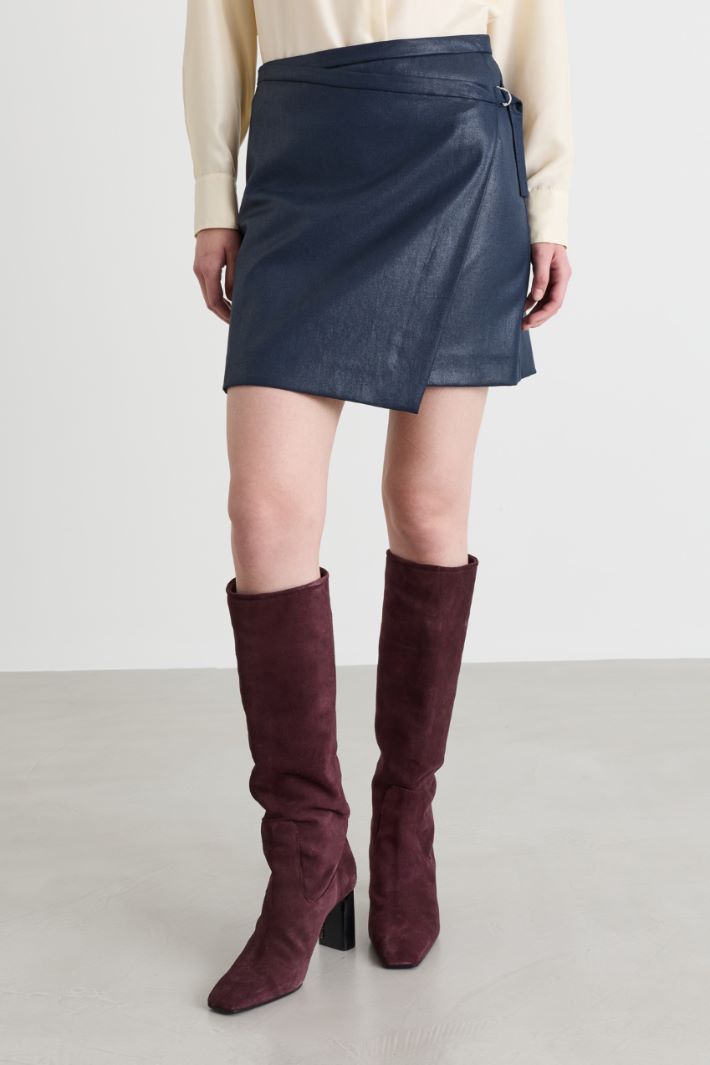 Short mock wrap skirt - BLUE - Intrend - 2