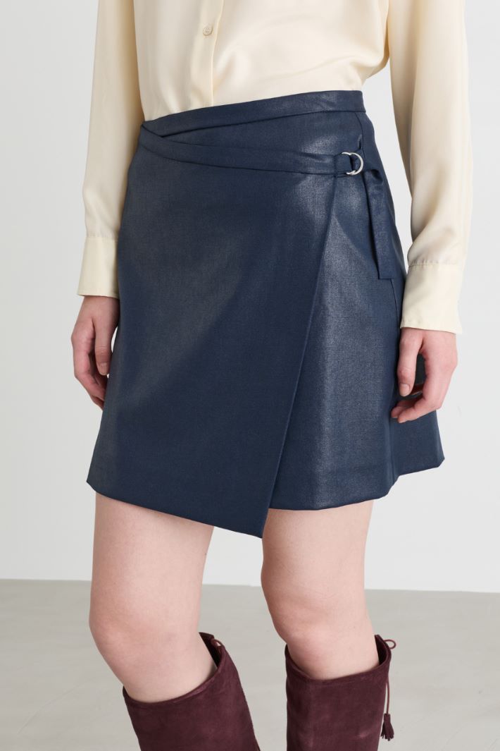 Short mock wrap skirt - BLUE - Intrend - 3