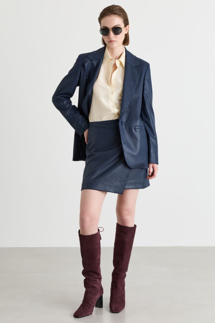 Short mock wrap skirt - BLUE - Intrend