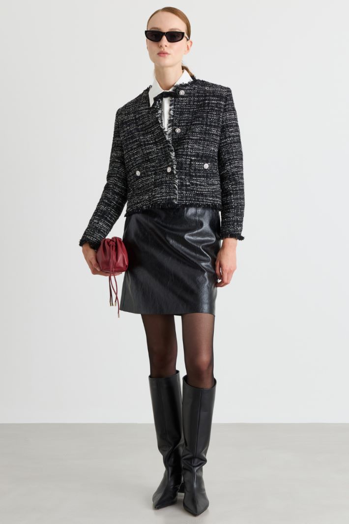 Coated A-line miniskirt - BLACK - Intrend