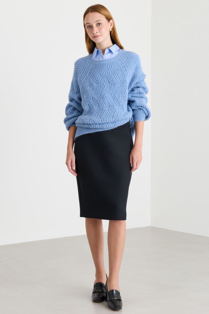 Vented pencil skirt - BLACK - Intrend