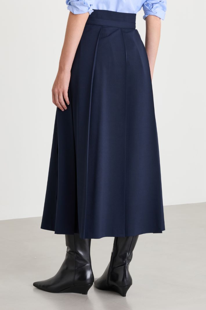 Gonna a pieghe in gabardina - BLU - Intrend - 4