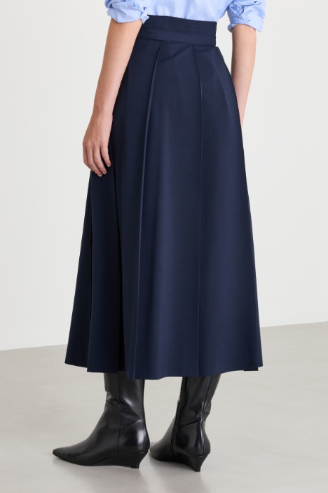 Gonna a pieghe in gabardina
