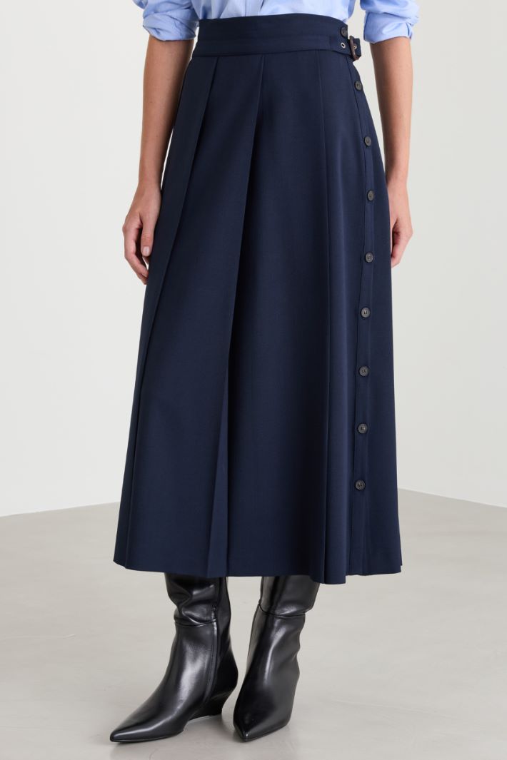 Gonna a pieghe in gabardina - BLU - Intrend - 2