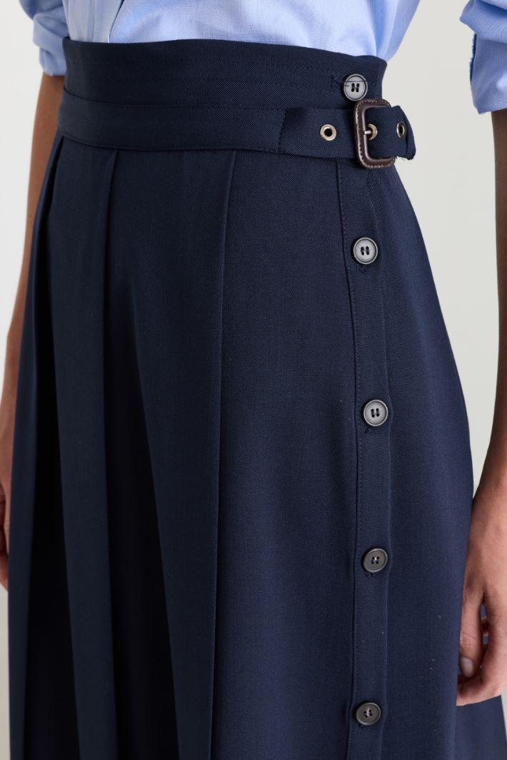 Gonna a pieghe in gabardina - BLU - Intrend - 3